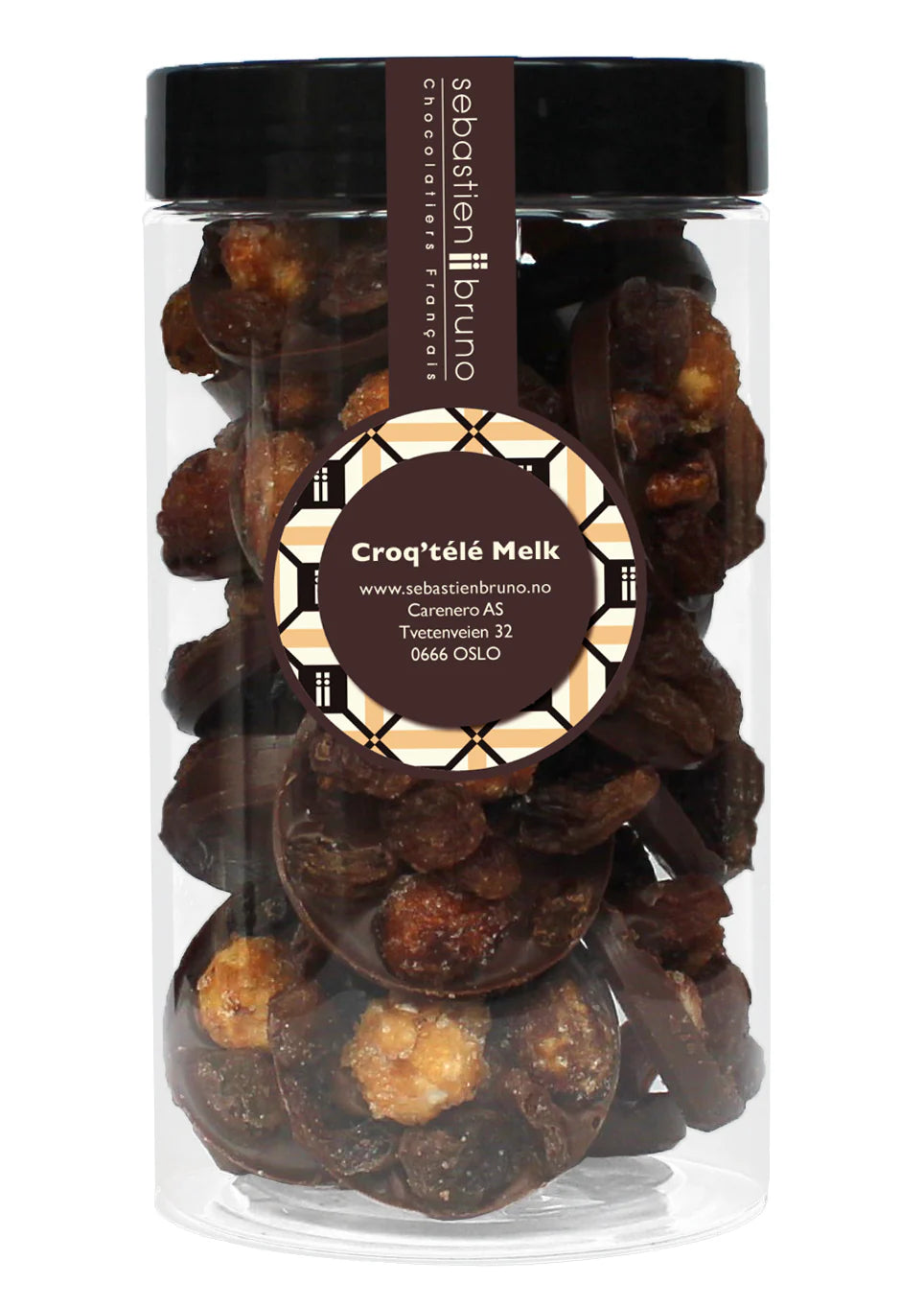 Sjokoladeoblater med nøtter, mandler og rosiner -Croq'télé Melk Stor